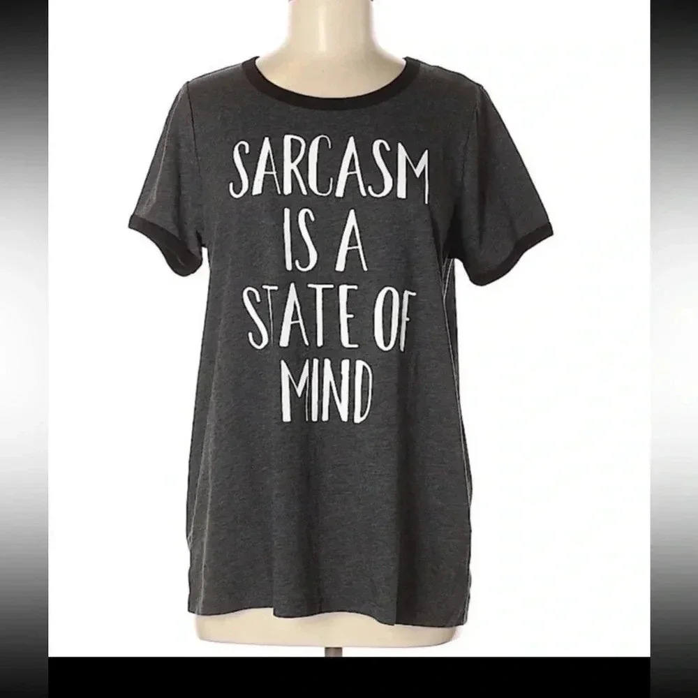 Torrid Gray/Black Sarcasm Shirt T-Shirt 00